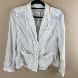 J.Crew White Linen Blazer Jacket Size 2